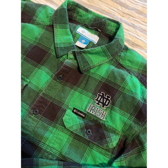 University of Notre Dame Fighting Irish Green & Blue Columbia Flannel Men’s XL - Picture 8 of 9